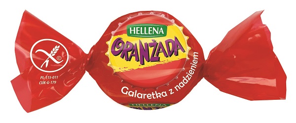 Galaretka Oranada Hellena cukierek zawinity 15cm znaczek bez glutenu (002)